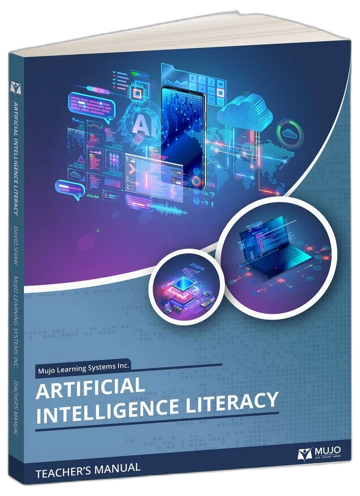 Artificial Intelligence Literacy textbook cover — Mujo Learning Systems higher education AI textbook.