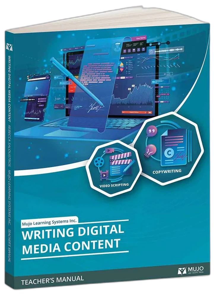 Writing Digital Media Content textbook cover — content marketing and digital writing curriculum.