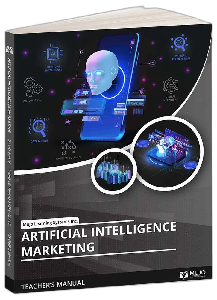 Artificial Intelligence Marketing textbook cover — AI-driven marketing curriculum for colleges and universities.